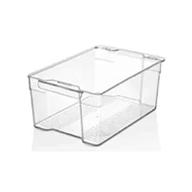 Bulk Kitchen Organizers – Stackable Large Clear Shelf Bin with Handles | 24 pcs