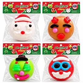 Dozen Wholesale Squishy Holiday Face Balls - Trendy Stress Relief Toys