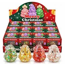 Dozen Wholesale Squishy Glitter Santa Dolls - Trendy Stress Relief Toys