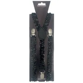 Sequin Black Suspenders In Bulk