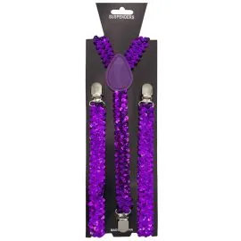 Sequin Purple Adult Suspenders In Bulk