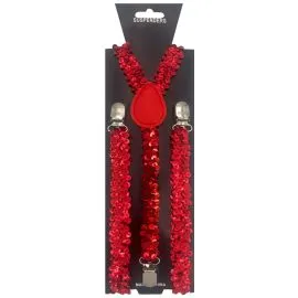 Sequin Red Adult Wholesale Suspenders