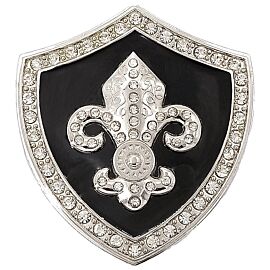 Belt Buckle Wholesale USA - Shield-Shaped Fleur De Lis Silver Buckle