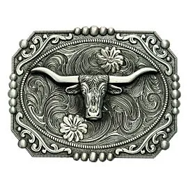 Longhorn Belt Buckles for Women - Floral Silver Design