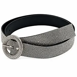 rhinestone belt with round rhinestoned buckle