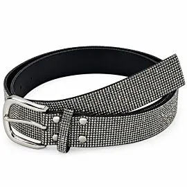 Wholesale Black Belt with Silver Rhinestones and Plain Silver Buckle