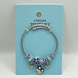 Stainless Steel Charm Bracelet with Evil Eye Protection Design