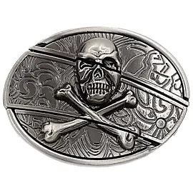 skull and bones hidden knife belt buckle
