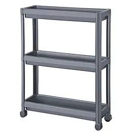 Slim Rolling Storage Carts Wholesale – 3 Tier Plastic Unit Anthracite | 6 pcs