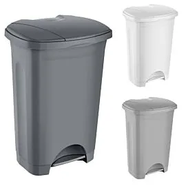 Large Pedal Trash Can Bulk – 13 Gallon Plastic Bin | 2 pcs