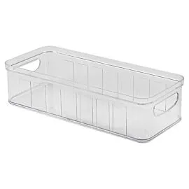 Bulk Clear Bins –  Long Clear Shelf Bin with Divider | 30 pcs