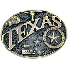Texas State Symbols Western Belt Buckle