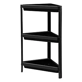 Wholesale 3 Tier Bathroom Corner Shelves – Plastic Triangular Unit Black | 8 pcs