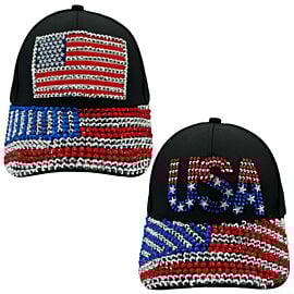 Wholesale 4th of July Items - Patriot Rhinestone Caps
