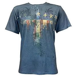 vintage eagle and american flag print on black t shirt