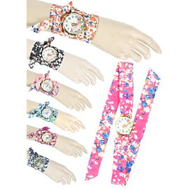 Relojes de moda vintage con pulsera envolvente con diseño floral para damas