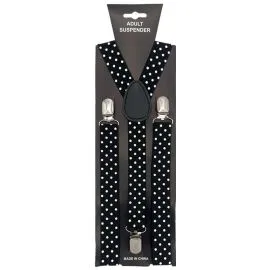 White Polka Dots Adult Wholesale Suspenders