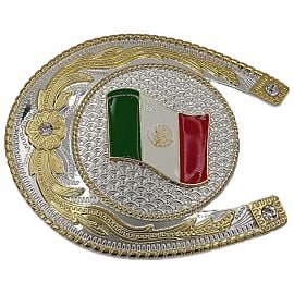 Oversize Mexican Flag Belt Buckle