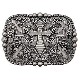 Vintage Silver Colored Crosses Belt Buckle