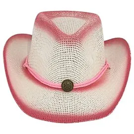 Paper Straw Pink Shade Western Cowboy Hat in Wholesale