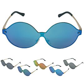 Wholesale Oversized Rimless Sunglasses – Oval Mirror Lens Mix | 12 Pairs