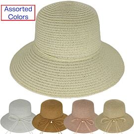 wholesale summer sun bucket hats with straw band with pearl design, wholesale options for retailers