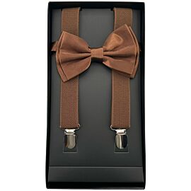 wholesale brown suspender and bowtie sets