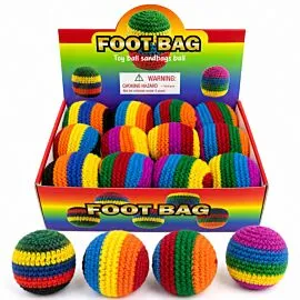 Wholesale Crochet Footbags &ndash; Rainbow Stripe Kick Balls