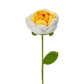 white and yellow crochet rose