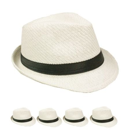 Bulk Classic Toyo Straw White Trilby Fedora Hat