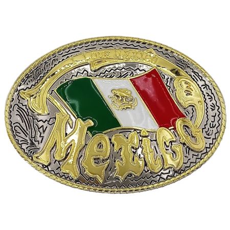 1 1/2 Oval Mexican Flag Buckle Belt - AndWest