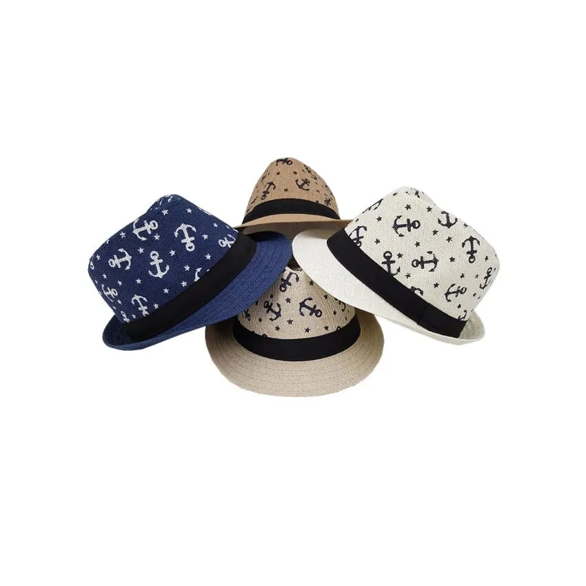 Wholesale Adult Anchor Pattern Trilby Fedora Hat Set with  display picture 1