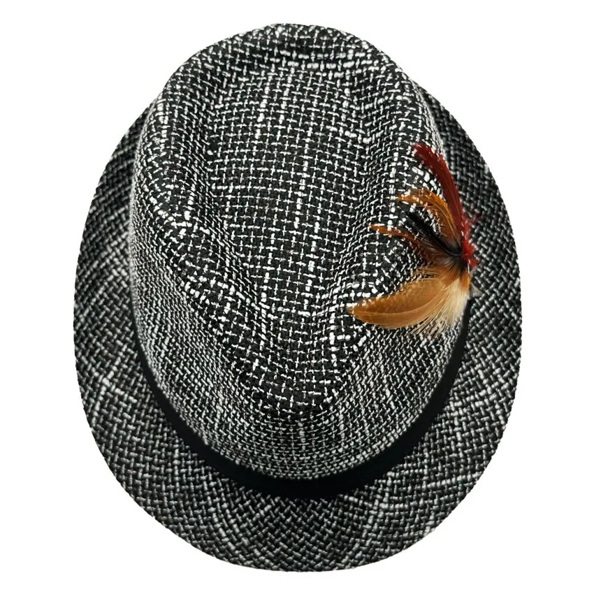 Wholesale Adult Black and White Trilby Fedora Hat Set