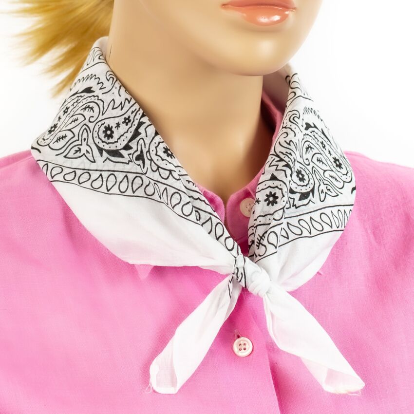 White Paisley Printed Cotton Bandanas