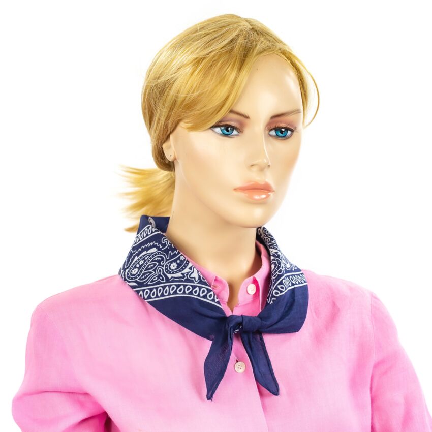 Navy Blue Paisley Printed Bandanas Wholesale