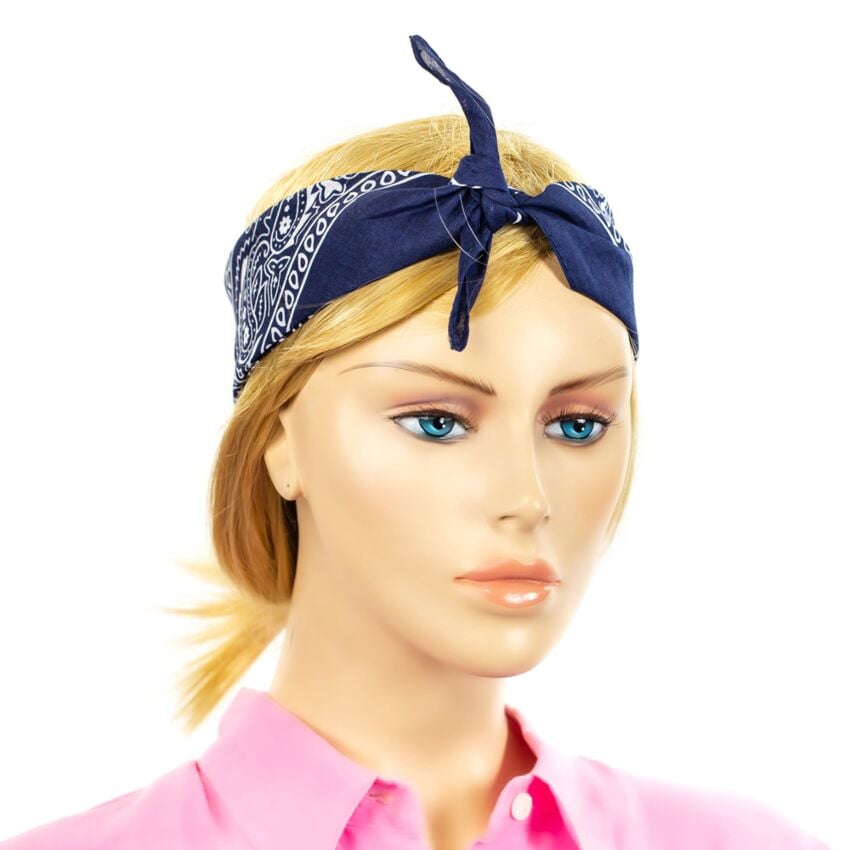 Navy Blue Paisley Printed Bandanas Wholesale