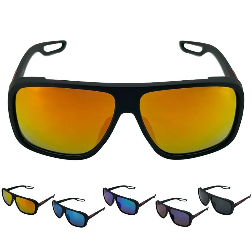 Polarised Square Sunglasses with Black Plastic Frame for Men Assorted UV 400
