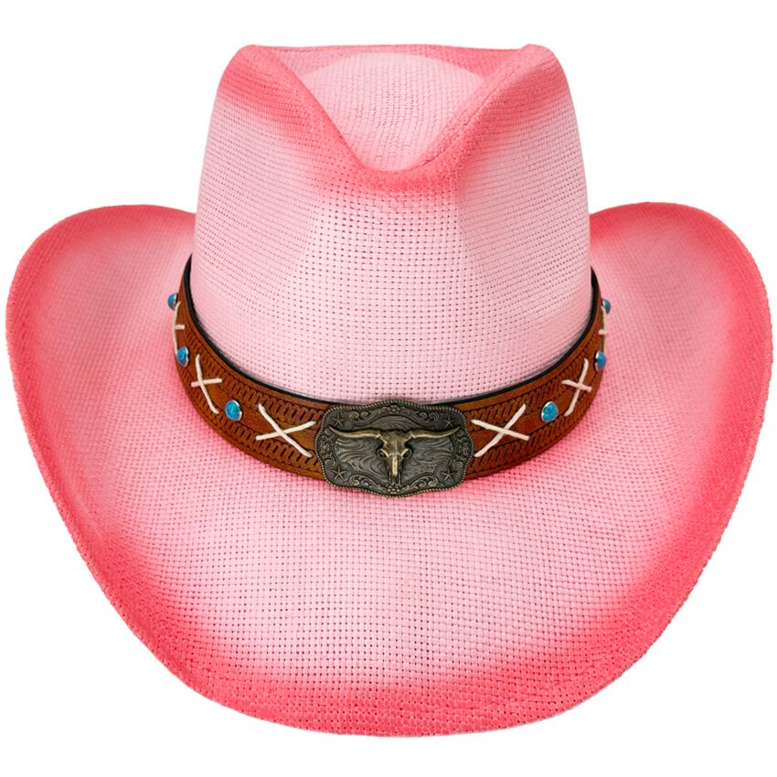 Long Bull Turquoise Bead Band Black Shade Cowboy Hat in Bulk