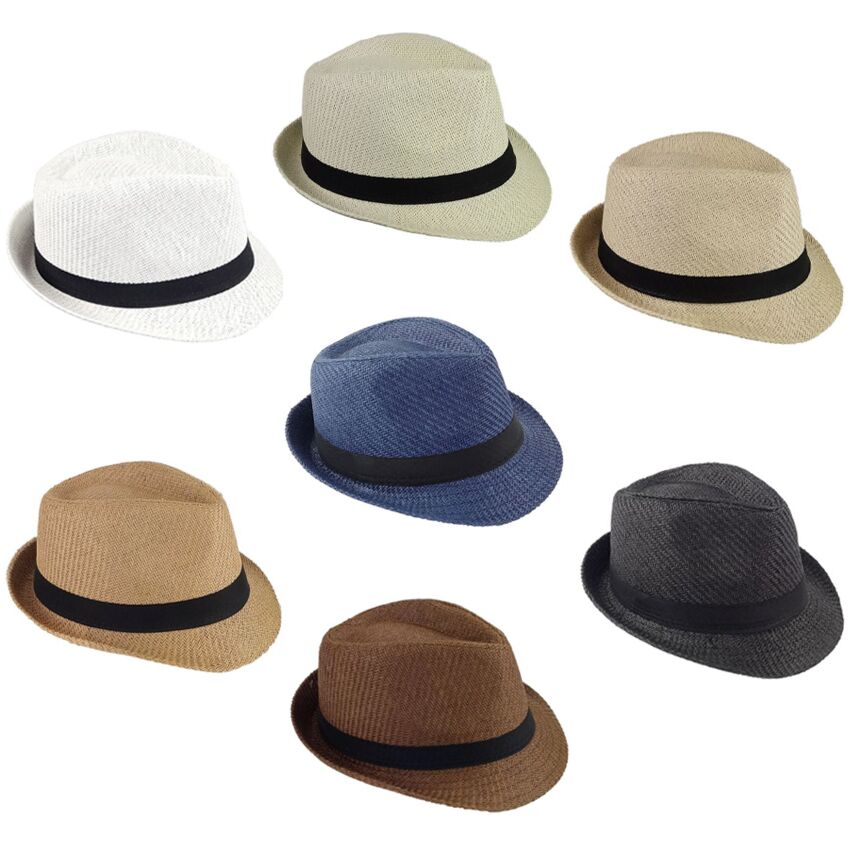 Wholesale Elegant Mixed Color Paper Straw Trilby Fedora Hat