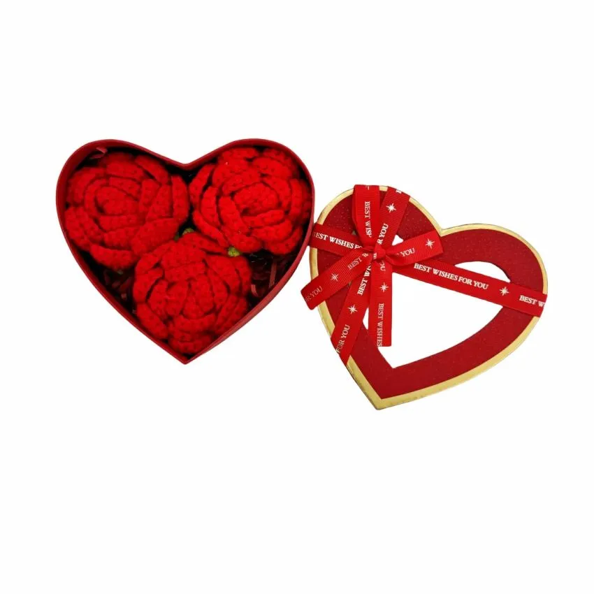 Small Red Heart Boxes for Red Crochet Flower Wholesale