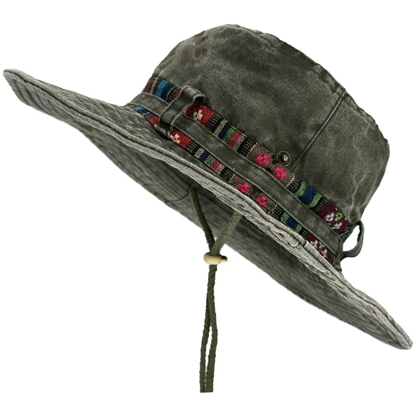 Barbados Embroidered Summer Fishing Hats for Men Adjustable Chin Strap