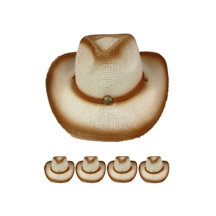 Bulk Paper Straw Brown Shade Western Cowboy Hat