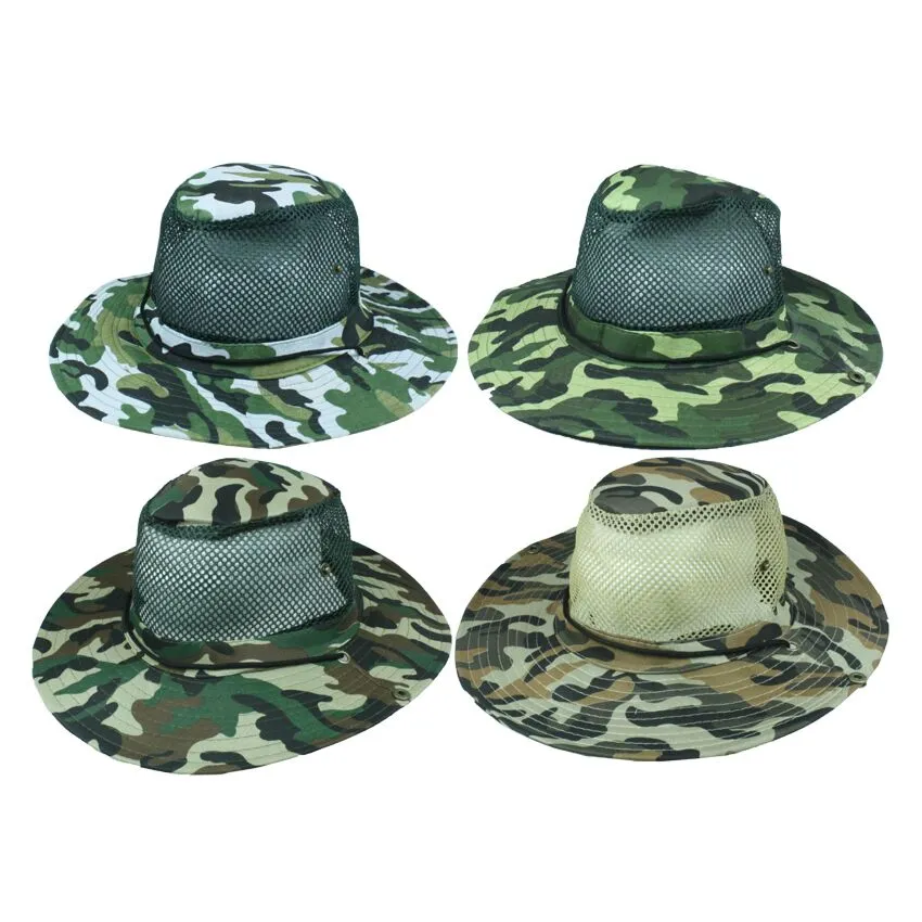 Bulk Men's Hiking Army Camouflage Mesh Boonie Hat