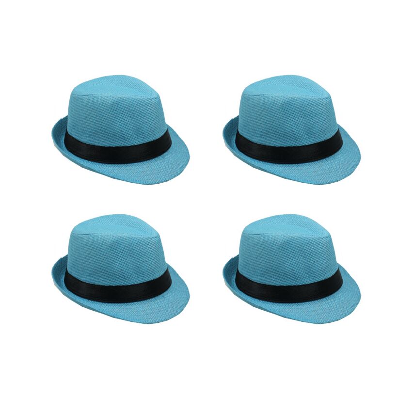 3 Sizes Men Women Wool Pork Pie Hat Retro Feather Band Fedora Cap