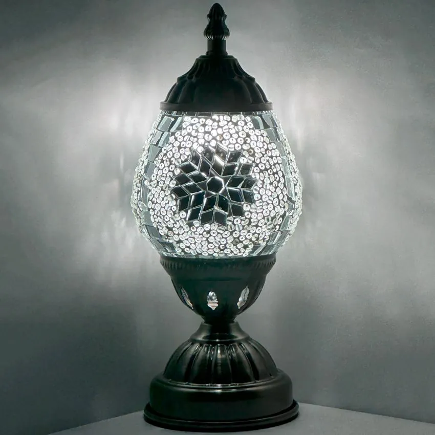 Mosaic Night Lamp with Silver Moon Without Bulb