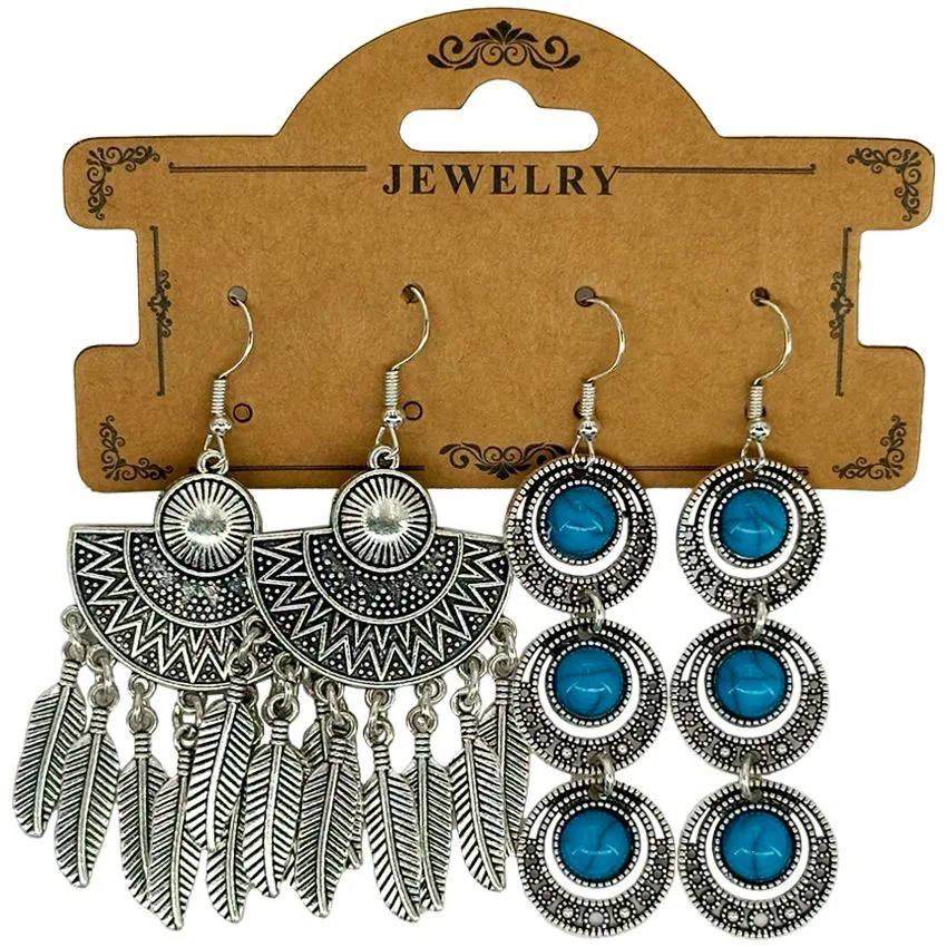 Vintage Silver Native American Western Turquoise Earrings 48 Pairs in 1 Set
