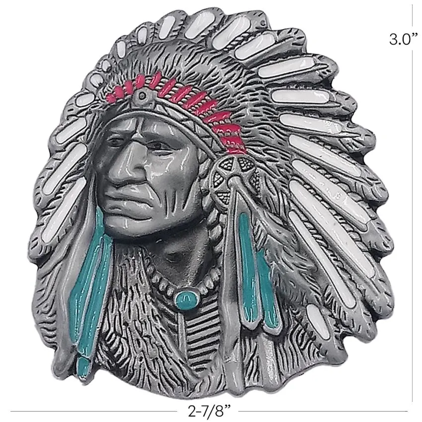 Chief Figure Indian Belt Buckle - Wholesale display picture 1