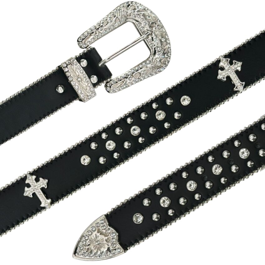 Rhinestone Belts for Women Wholesale Silver Cross