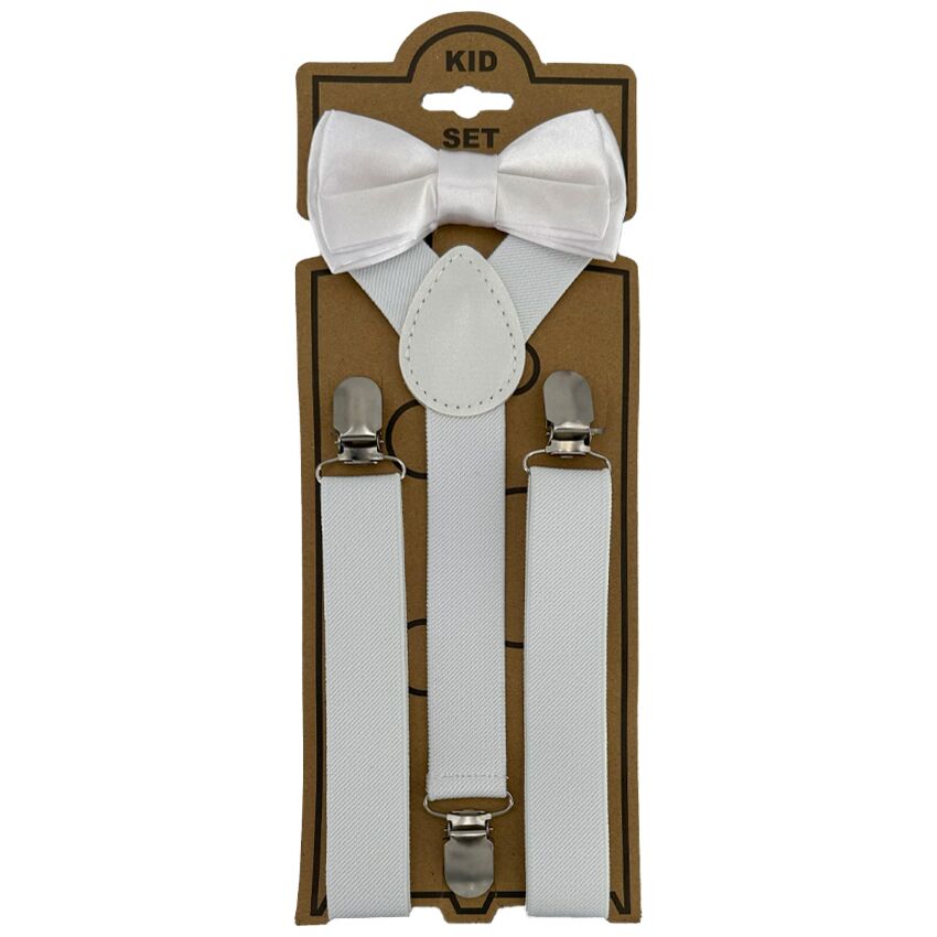 Kids Y-Suspender And Bow Tie Set With Clips - Adjustable For Boys 2-10 Years, Perfect For Weddings, Parties & More