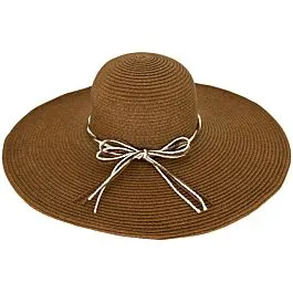 Wholesale Women Wide Brim Floppy Brown Straw Summer Hat display picture 1